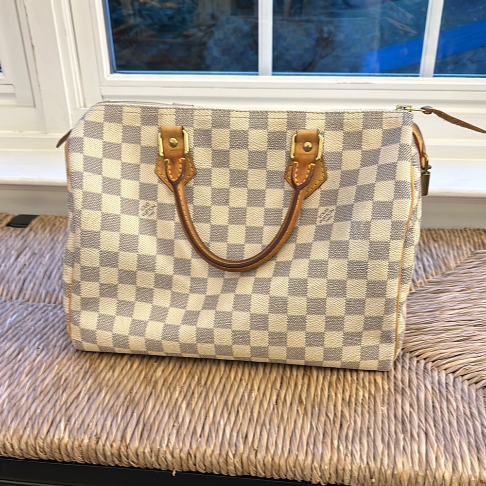 Checkered Tan and Cream Handbag